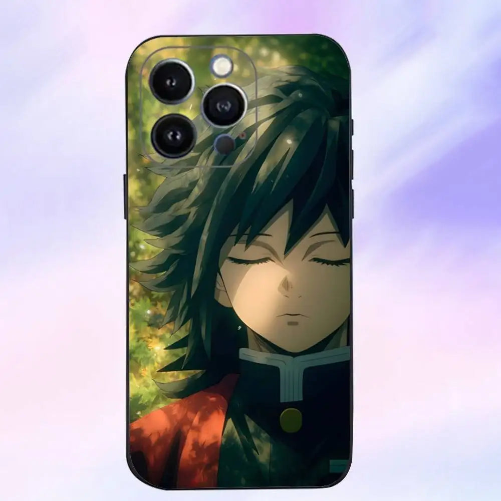 Anime G-giyu T-tomioka Phone Case For iPhone 16,15,14,13,12,11 Plus,Pro Max,XS,X,XR,SE,Mini,8,7,Soft Silicone Black Cover