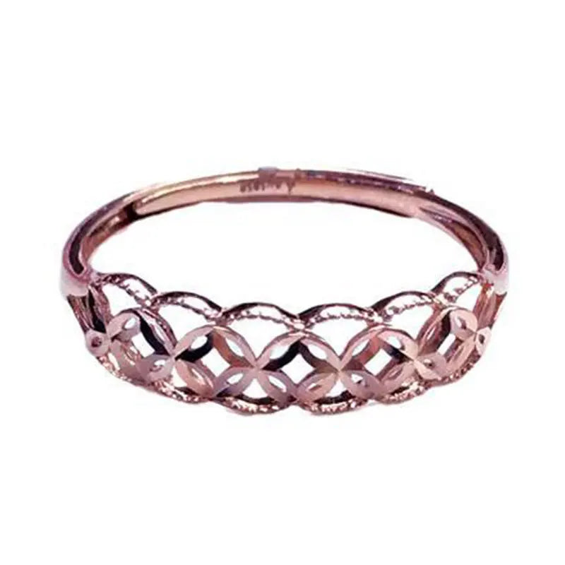 585 purple gold 14K rose gold geometric shape shiny rings for women three-dimensional craftsmanship elegant light luxury jewelry