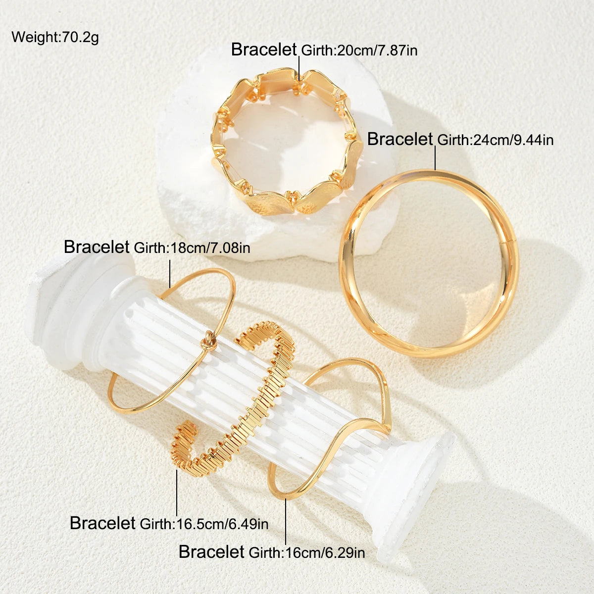 5Pcs/Set Punk Geometry Multilayer Bangles for Women Delicate Gold Color Metal Knot Cuff Bracelets Fashion Hip Hop Party Jewelry