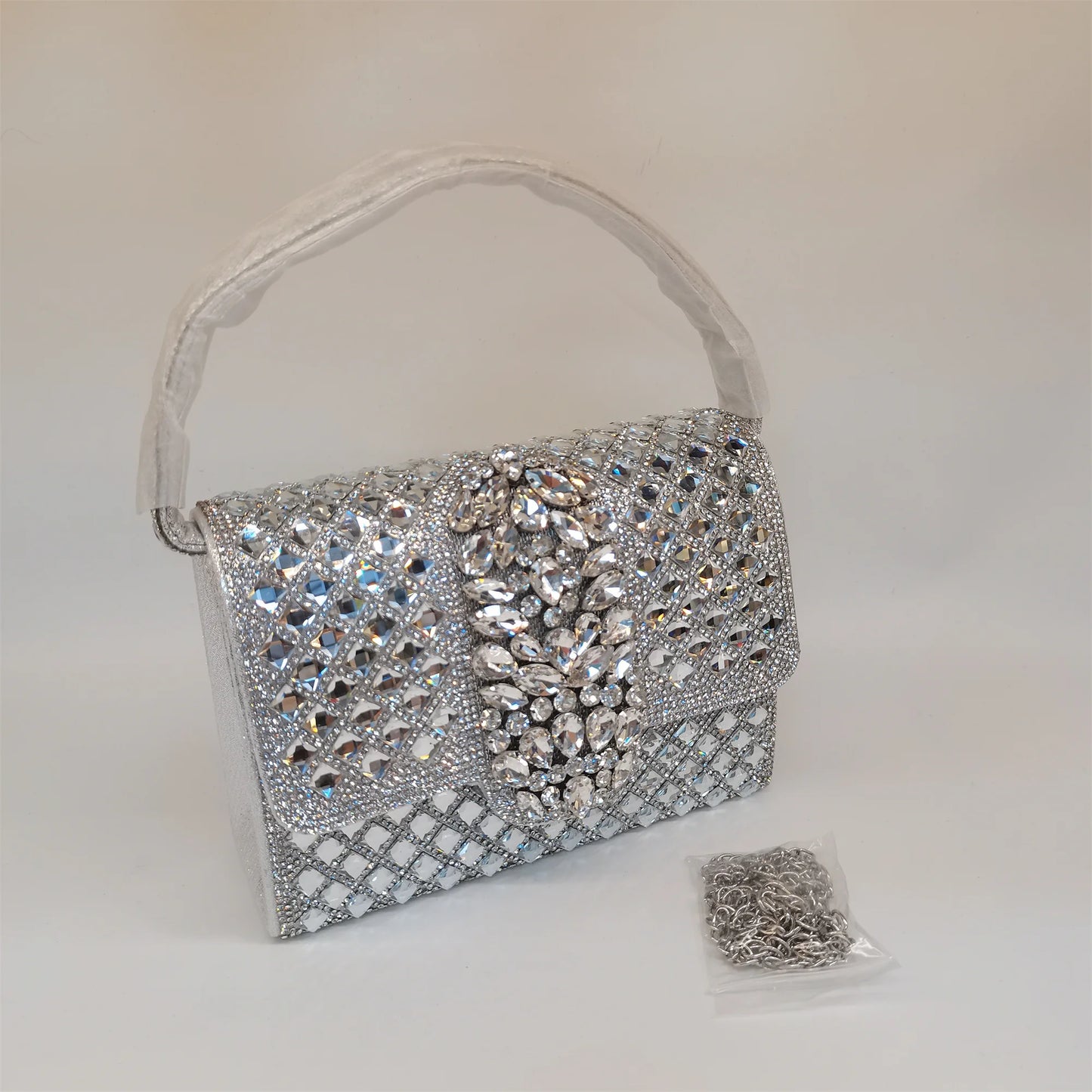 Hot Sale Women Shiny Rhinestone Embellished Clutch Shoulder Bag Evening Party Wedding Handbag Crossbody Bag F5-917-3.