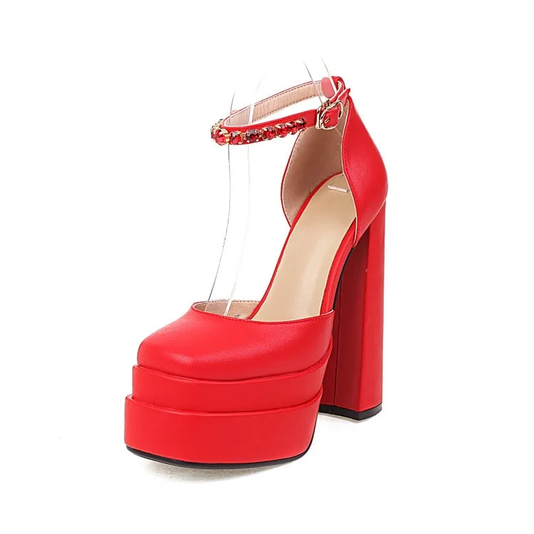 2022 Brand Women's Sandals 14.5CM Silk Thick Heels High Platform Rhinestone Small Big Size 32 43