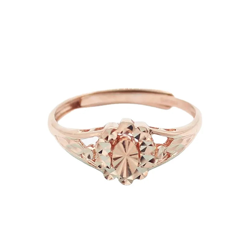 585 purple golden 14K rose golden shiny flower rings for women fashion Japanese and Korean style fresh party engagement jewelry