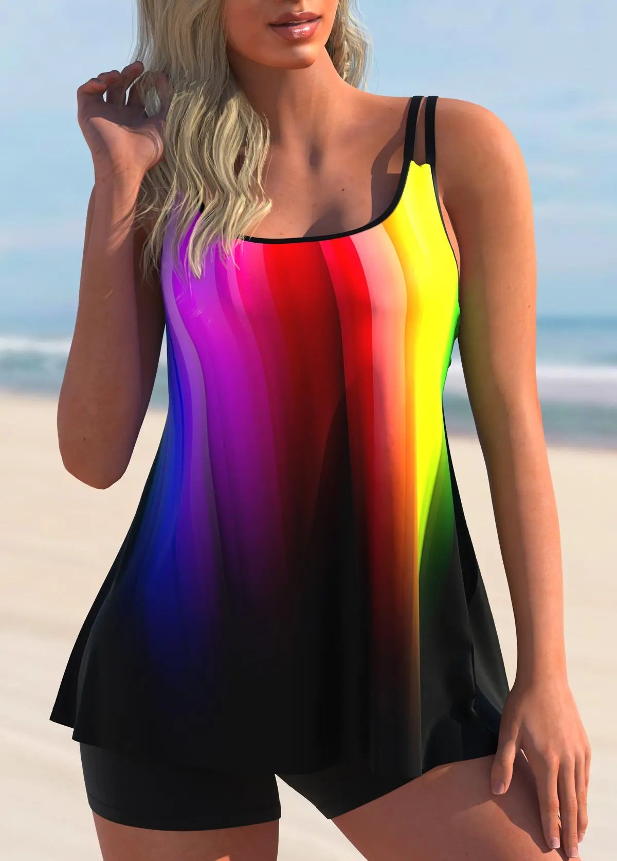 Two-piece Bikini Swimsuit for Women Summer Sexy Tankini Patchwork Multi-Color Sexy Bikini Vacation Swimsuit Summer Beachwear