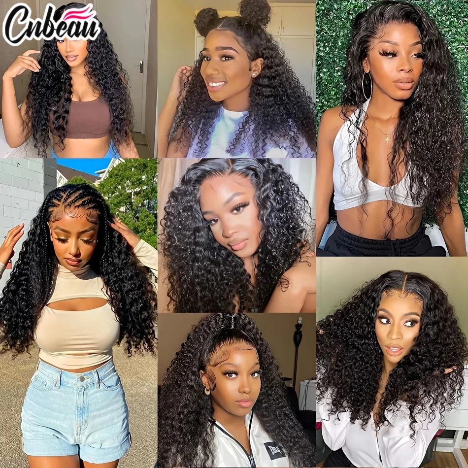 250% 18-36 Inch Invisi Strap 360 Full Lace Wig Water Deep Curly 100% Human Hair Adjustable Drawstring Hd Lace 360 Glueless Wig