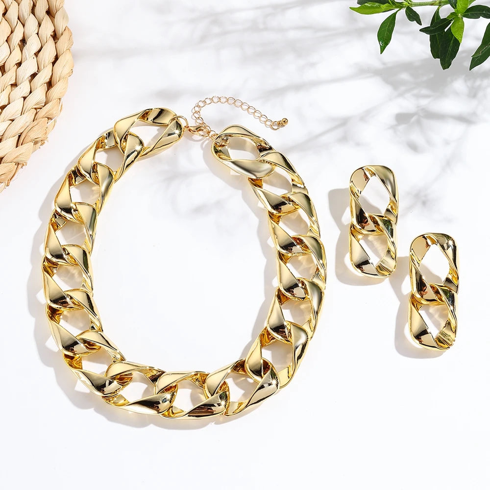 New INS Fashion Set Hip Hop Fluorescent Color Acrylic CCB Spliced Choker Necklace And Earrings For Women Neck Jewelry