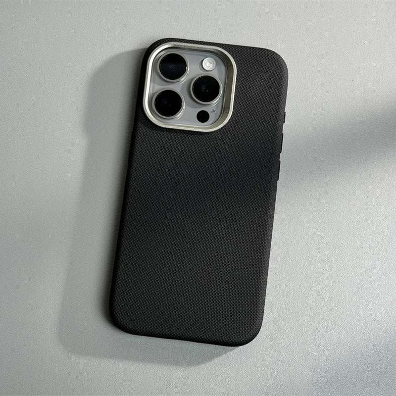 Alloy Lens Diamond Relief Leather MagSafe Phone Case For iPhone 15 16pro max 16 14 Pro 13 Wireless Charging Magnetic Hard Cover