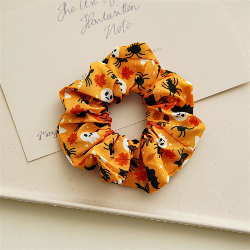 Fun Halloween pumpkin Fabric Hair Rope for women High Elastic Ball Head Hair Rope Fashion Girl Does Not Damage The Scrunchie