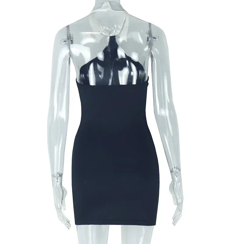 CM.YAYA Women Sleeveless Off Shoulder Mini Dress 2025 Summer Backless Sexy Birthday Evening Night Party Vestidos Dresses