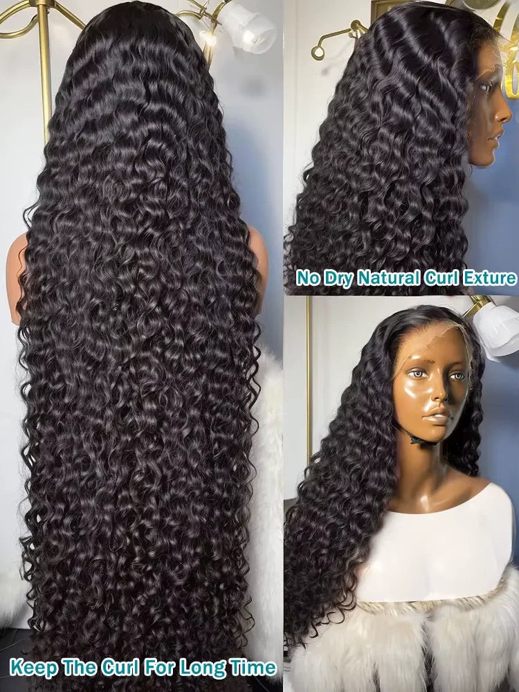 Royal 300% HD Curly 30 36 Inch Loose Deep Wave 13X6 Lace Frontal Human Hair Wigs 13X4 Transparent Lace Front Brazilian Remy Wig