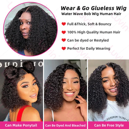 Luvin Loose Deep Wave Glueless 5x5 Ready to Wear Lace Closure Wig 200% Pre Plucked Water Curly Transparent Human Hair Wigs