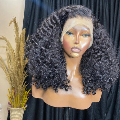 Bob Wigs Human Hair Deep Wave Curly Short Bob Wigs 13X4 Transparent Lace Front Wigs 200% Density 100% Human Hair For Black Women