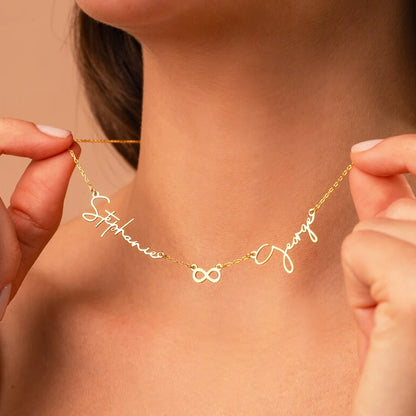 Personalized Two Name Necklaces With Heart Stainless Steel Custom Letter Couple Necklace Choker  Stainless Steel Wedding Gift