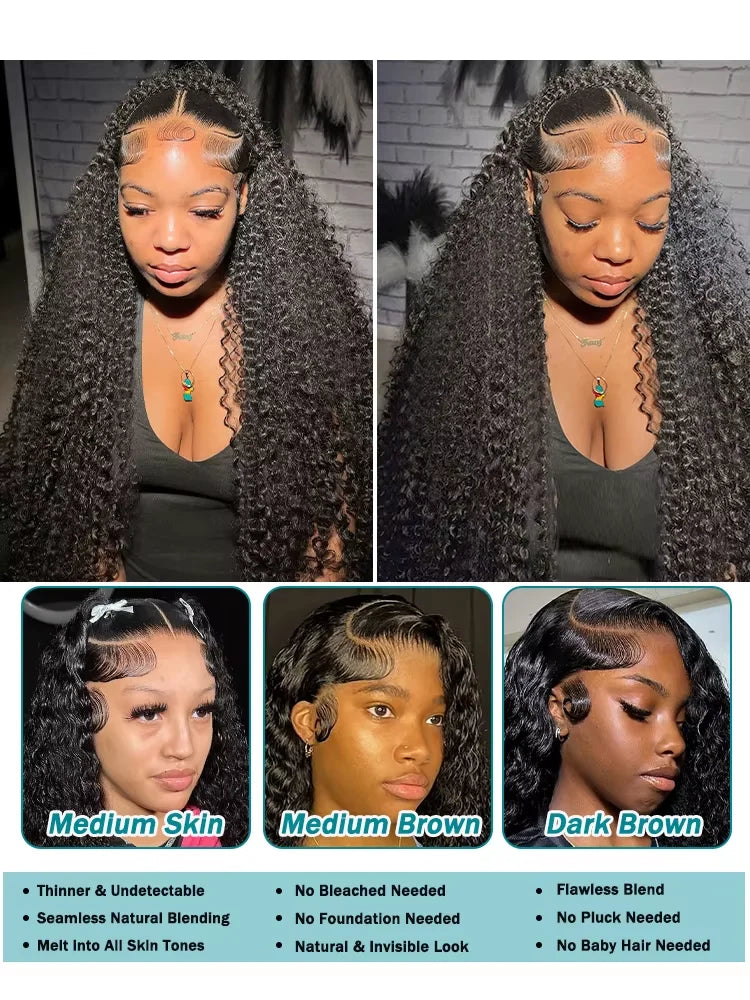 Royal 300% HD Curly 30 36 Inch Loose Deep Wave 13X6 Lace Frontal Human Hair Wigs 13X4 Transparent Lace Front Brazilian Remy Wig