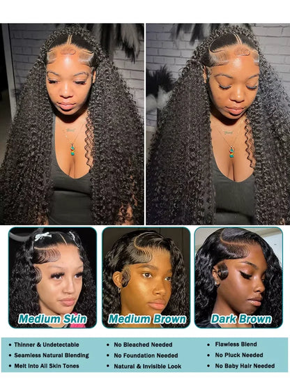 Royal 300% HD Curly 30 36 Inch Loose Deep Wave 13X6 Lace Frontal Human Hair Wigs 13X4 Transparent Lace Front Brazilian Remy Wig