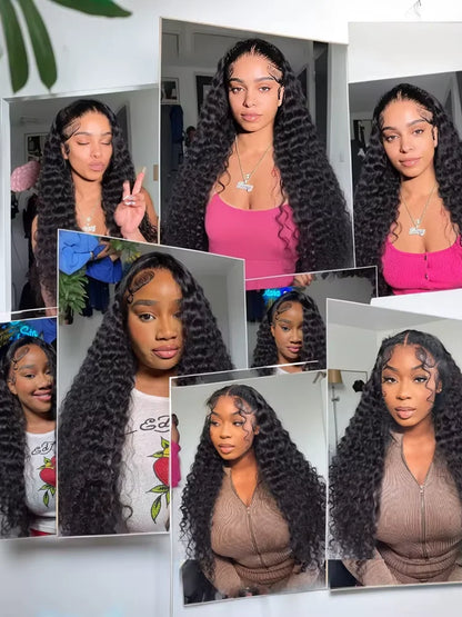 Royal 300% HD Curly 30 36 Inch Loose Deep Wave 13X6 Lace Frontal Human Hair Wigs 13X4 Transparent Lace Front Brazilian Remy Wig