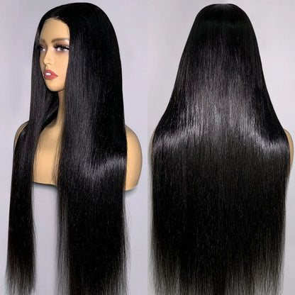 26-Inch Cuticle Aligned HD Full Lace Front Brazilian Wig Straight Style Pre-Plucked Remy Hair Transparent Lace for Black Women