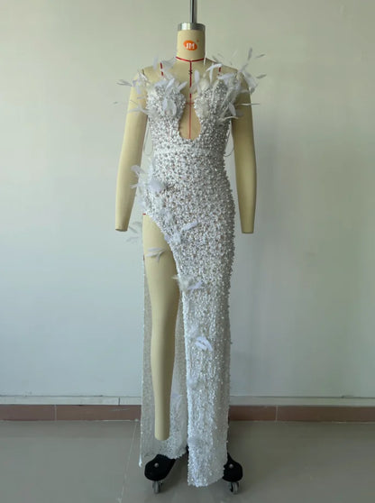 ED2583 Luxury Evening Dresses Party Women Feather Birthday Dresses Women Clothing for Women With Pearls