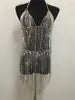Women's Nightclub Dresses Sexy Tassel Metal Bright Diamond Body Jewelry Dress Crystal Body Chains Dress