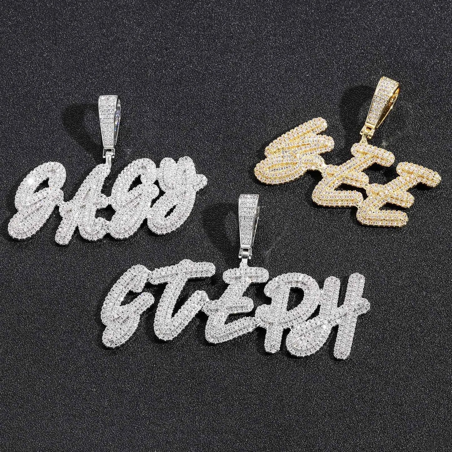 BES Custom Hiphop Pendant S925 Sterling Silver Vvs Moissanite Name Letter Necklace Hip Hop Rapper Bling Jewelry