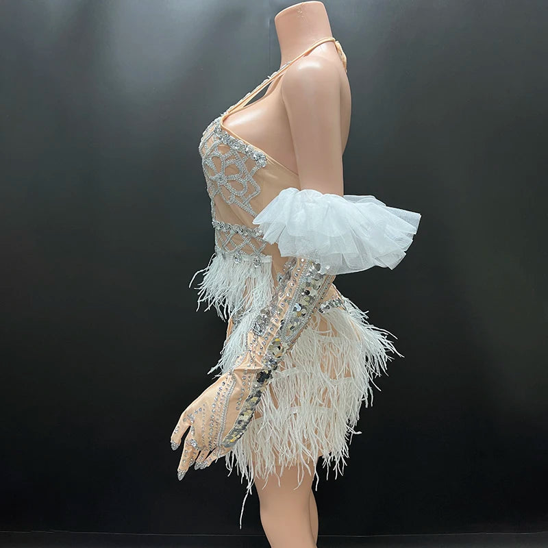 Novance Y2374-C Fall Womens Clothing 2024 Fashion Rhinestone Party Evening Dress 20221 With Gloves Sexy Prom Dress for Girls