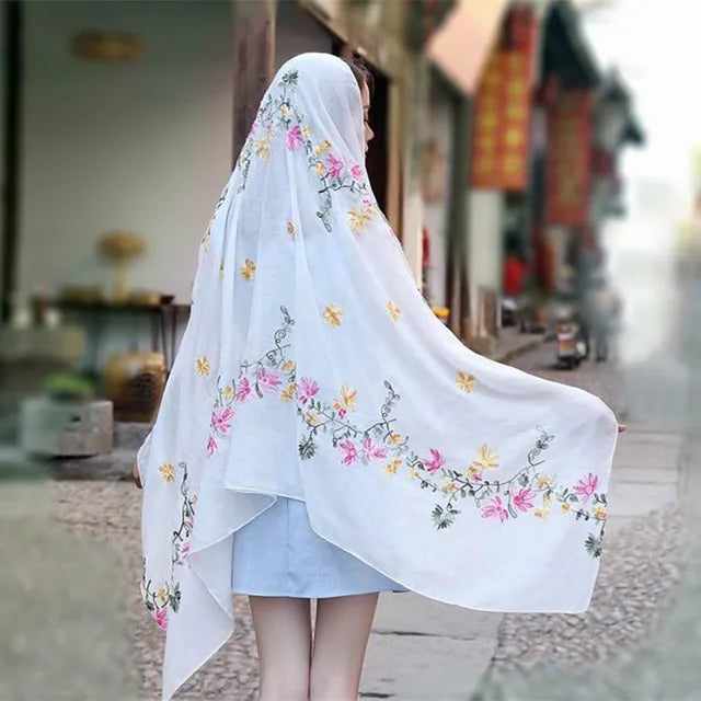 New Green Embroider Flower Pashmina Cashmere Scarf For Women Winter Warm Long Tassels Scarf Shawl Fashion Shawl Scarves Warps