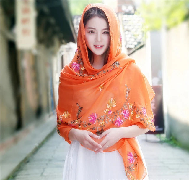 New Green Embroider Flower Pashmina Cashmere Scarf For Women Winter Warm Long Tassels Scarf Shawl Fashion Shawl Scarves Warps