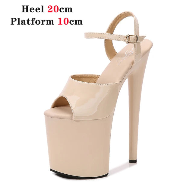 Walking Show Artifact Model high-heeled Shoes Sandals Thin-heeled 20cm Sexy Black Platform Hate Sky Women Shoes Summer New 2020