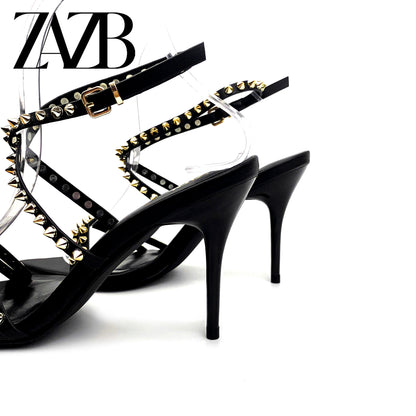 New Design Formal Women's High Heel Sandals Wedding Chaussures Femmes Leopard Print Square Head Shoes Belt Buckle for Ladies