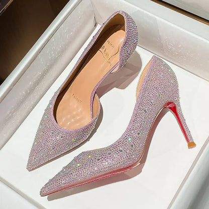 Sandalia Alta Female Party Wedding Shoes Crystal Rhinestone Sexy Pumps Shoes Mules Heels for Women Ladies