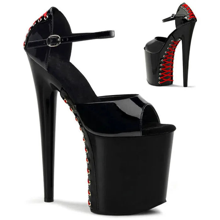 20cm High Heels Pole Dance Stripper Sexy Thick Open Toe Trend Paint Sandals 8Inch Exotic Dance Shoes Gothic Gladiator Women's