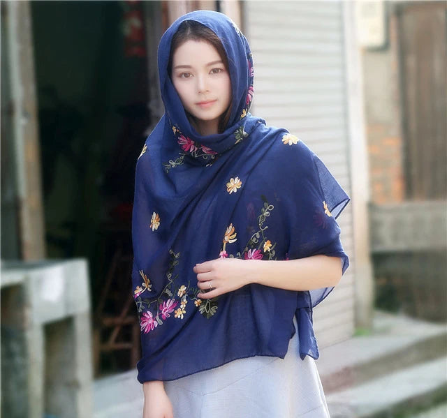 New Green Embroider Flower Pashmina Cashmere Scarf For Women Winter Warm Long Tassels Scarf Shawl Fashion Shawl Scarves Warps