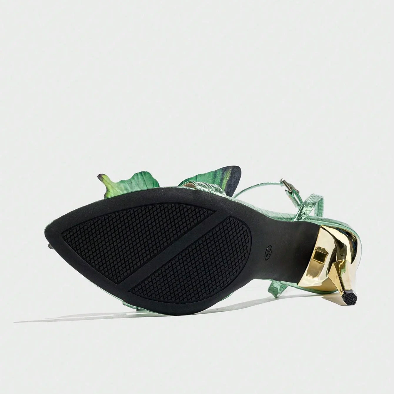 Butterfly Es Chaussures Talon Femmes Escarpins Summer Style Green High Heel for Women