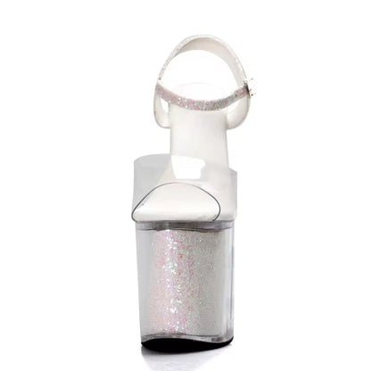 8inch-20cm Full Dress New Style Pink Flash Powder Sexy Fetish Sweet Sexy Fetish Platform Sandals Dress Strip Pole Dance Bride