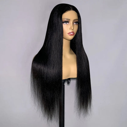 26-Inch Cuticle Aligned HD Full Lace Front Brazilian Wig Straight Style Pre-Plucked Remy Hair Transparent Lace for Black Women