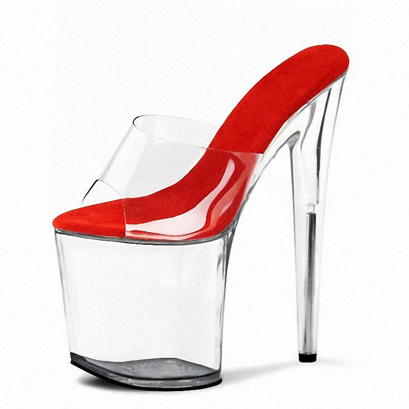 Red Fish Mouth Thin Heel 20 cm ultra High Heel Platform High Heels Summer Sandals Fashion Women's Sandals