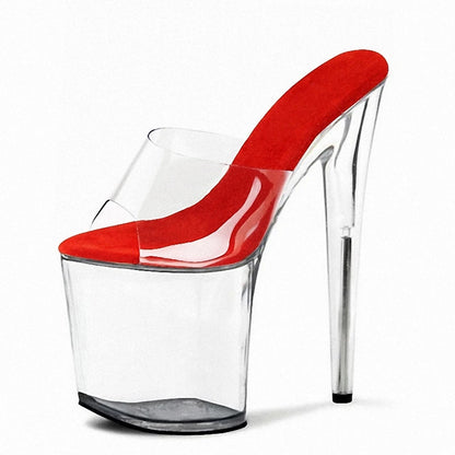 Red Fish Mouth Thin Heel 20 cm ultra High Heel Platform High Heels Summer Sandals Fashion Women's Sandals