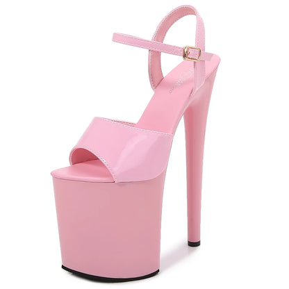 Walking Show Artifact Model high-heeled Shoes Sandals Thin-heeled 20cm Sexy Black Platform Hate Sky Women Shoes Summer New 2020