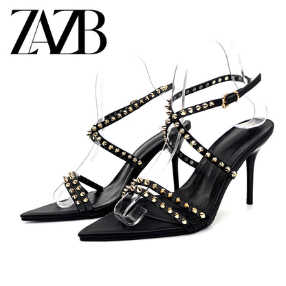 New Design Formal Women's High Heel Sandals Wedding Chaussures Femmes Leopard Print Square Head Shoes Belt Buckle for Ladies