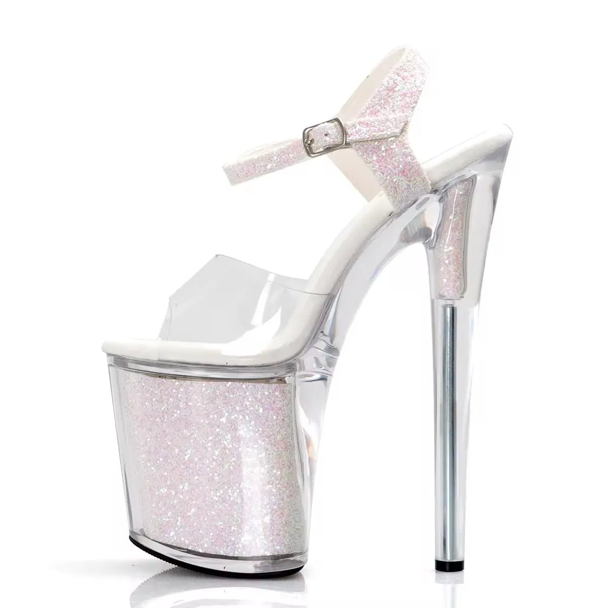 8inch-20cm Full Dress New Style Pink Flash Powder Sexy Fetish Sweet Sexy Fetish Platform Sandals Dress Strip Pole Dance Bride