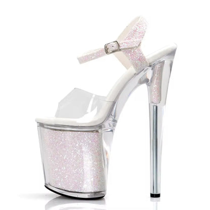 8inch-20cm Full Dress New Style Pink Flash Powder Sexy Fetish Sweet Sexy Fetish Platform Sandals Dress Strip Pole Dance Bride