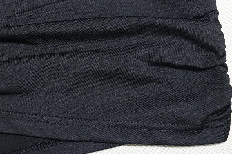 SML Solid Round Neck Irregular Long Sleeved Open Navel Top Casual Half Skirt 2-piece Set Fashion Set