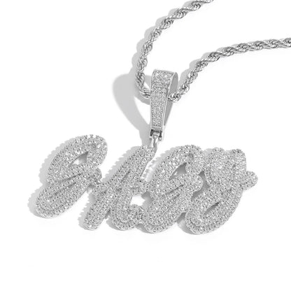 BES Custom Hiphop Pendant S925 Sterling Silver Vvs Moissanite Name Letter Necklace Hip Hop Rapper Bling Jewelry