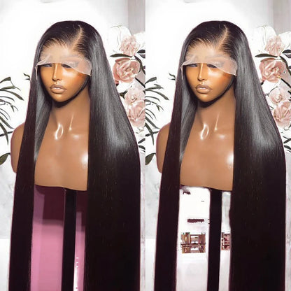 24 Inch Cuticle Aligned HD Full Lace Wigs Straight for Lace Frontal Brazilian Lace Front Black Women's Pre-Plucked Human Hair