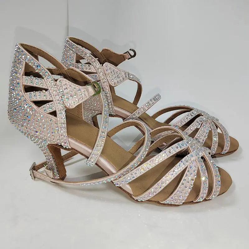 Wholesale BURAQ Women's Glitter Leather Latin Dance Shoes-S115T Ballroom Sandals for Parties