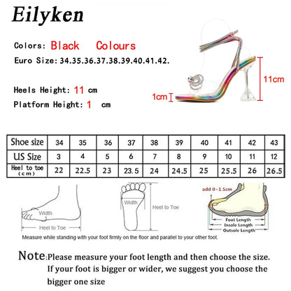 Eilyken Size 35-42 Rhinestone Bowtie Spike Heel Sandals Women's Square Toe Narrow Band Strap High Heels Summer Shoes