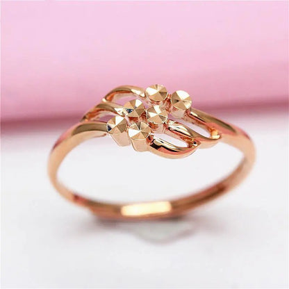 Unique and elegant 585 purple gold rings for women classic geometric three-layer simple design party fashion jewelry gift