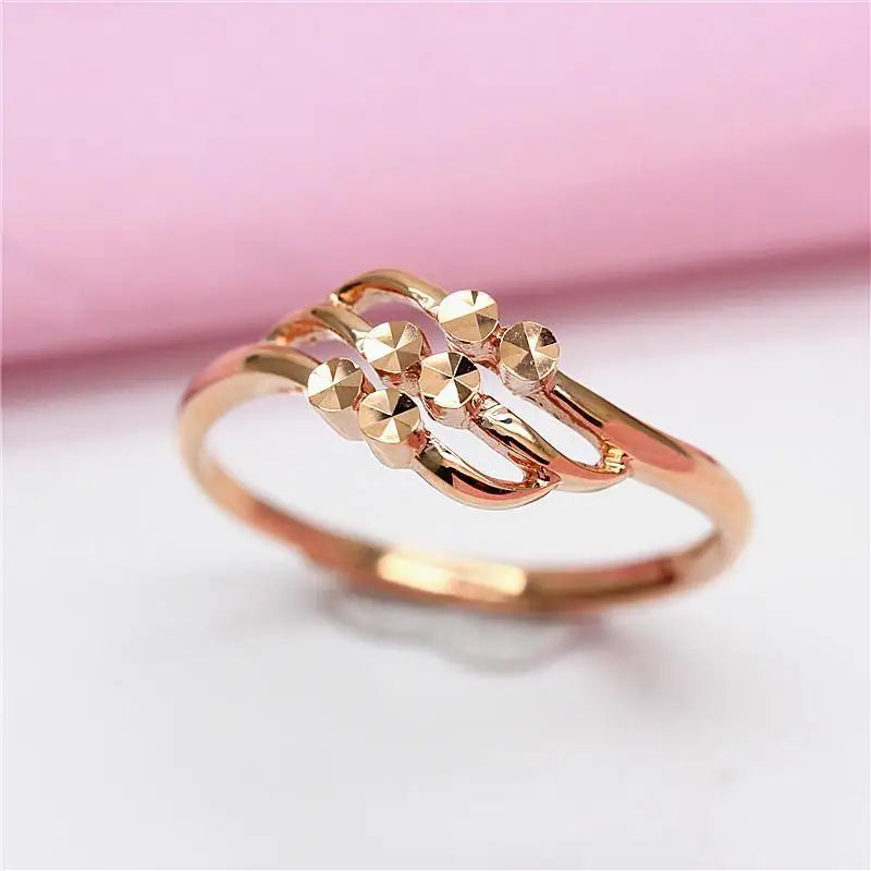 Unique and elegant 585 purple gold rings for women classic geometric three-layer simple design party fashion jewelry gift