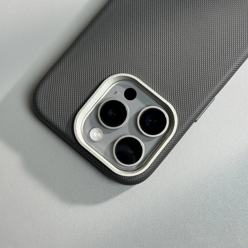 Alloy Lens Diamond Relief Leather MagSafe Phone Case For iPhone 15 16pro max 16 14 Pro 13 Wireless Charging Magnetic Hard Cover