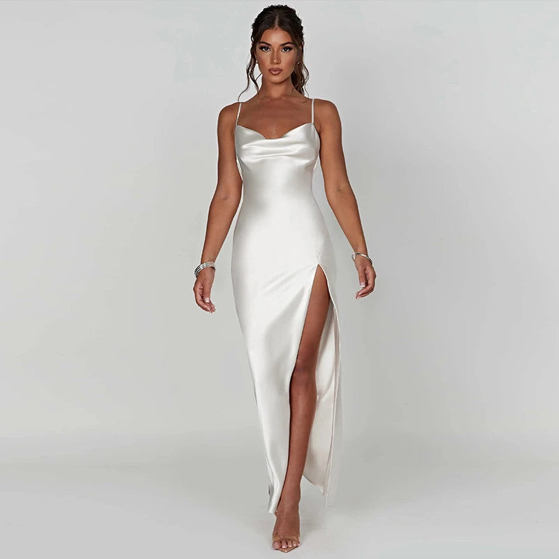 Cross border sexy evening dress from Europe and America, elegant and stylish slit dress