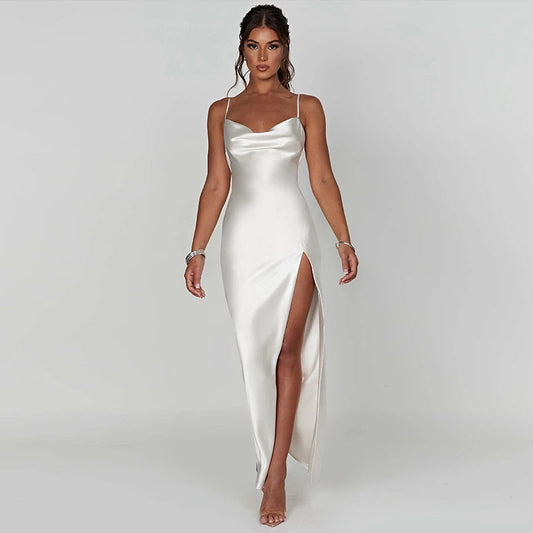 Cross border sexy evening dress from Europe and America, elegant and stylish slit dress